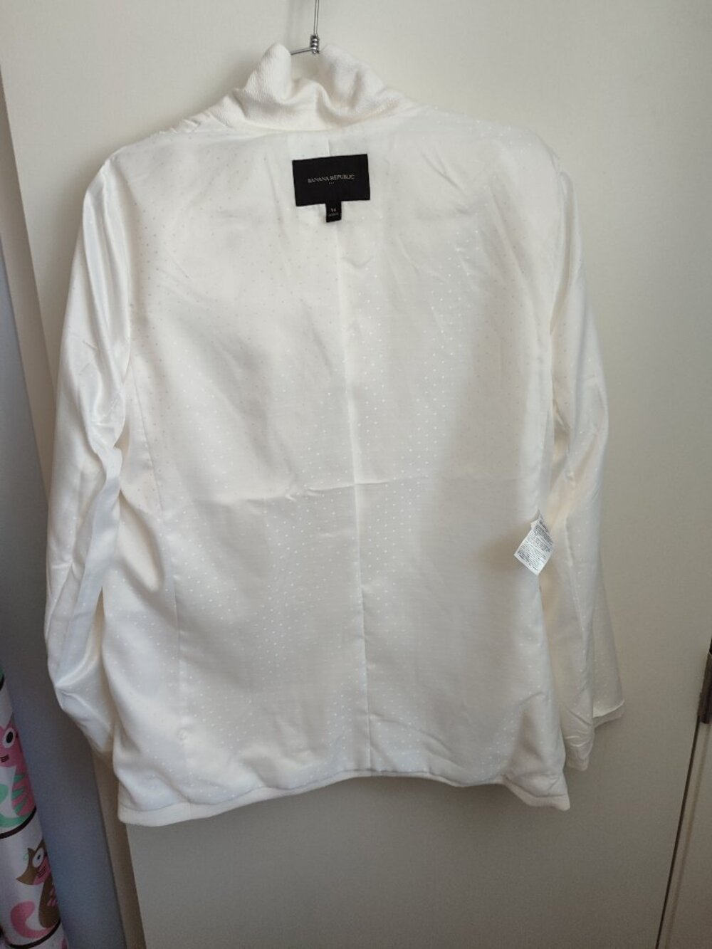 Banana Republic White Breathable Textured Double-Breasted Blazer Size 14 - Picture 4 of 6